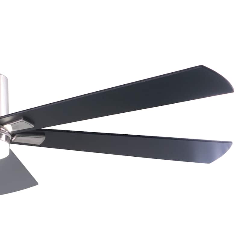 VAXCEL Wheelock Satin Nickel Outdoor Ceiling Fan, Reversible Black-Driftwood Blades, LED Light Kit, Remote 6 Speeds, DC Motor