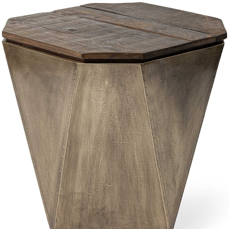 HomeRoots 21" Brown Solid Wood End Table - 19.3' X '21' X '19.3