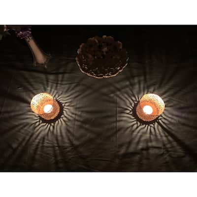 VIBHSA Votive Candle Holders Set of 2 (Golden)