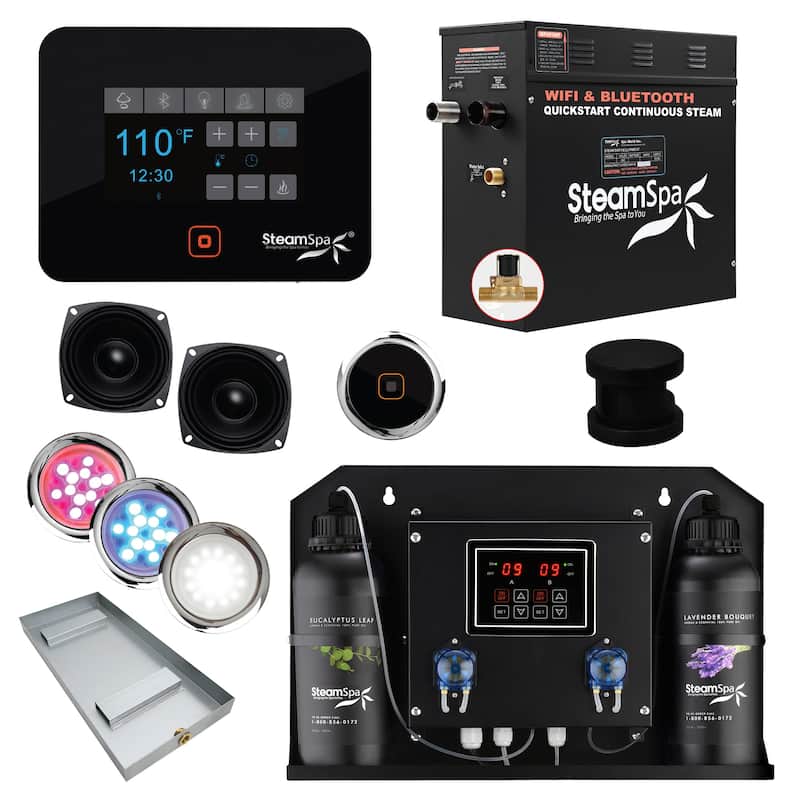 SteamSpa BKT750-ADP Black Series WiFi and Bluetooth 7.5KW Quickstart - Matte Black