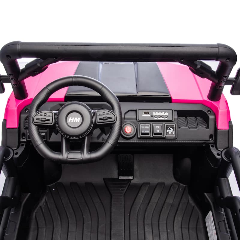 24V 2-Seater Kids Ride On 6-Wheel Dump Truck with Remote Control, 4WD, Suspension, Bluetooth Music, USB & Shovel Toy
