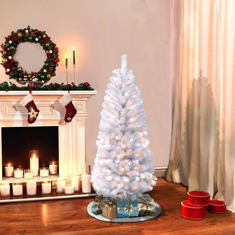 4.5' Pencil Northern Fir Artificial Christmas Tree, Clear Lights - 4.5 Foot