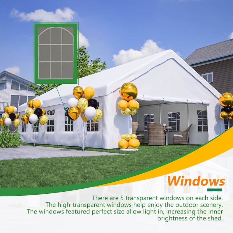 GDFStudio - Amelia Spacious Outdoor Party Tent with Removable Sidewalls and Storage Bags