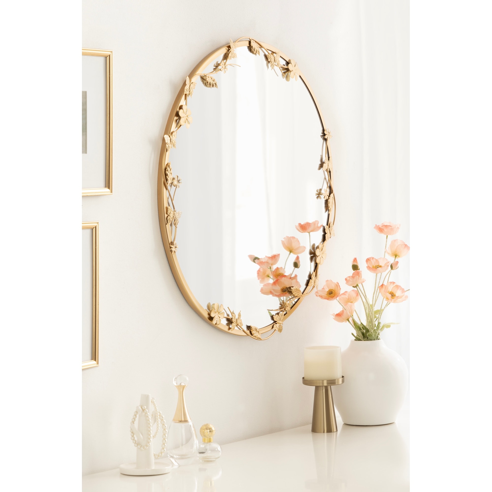 Kate and Laurel Rosella Floral Wall Mirror Metal
