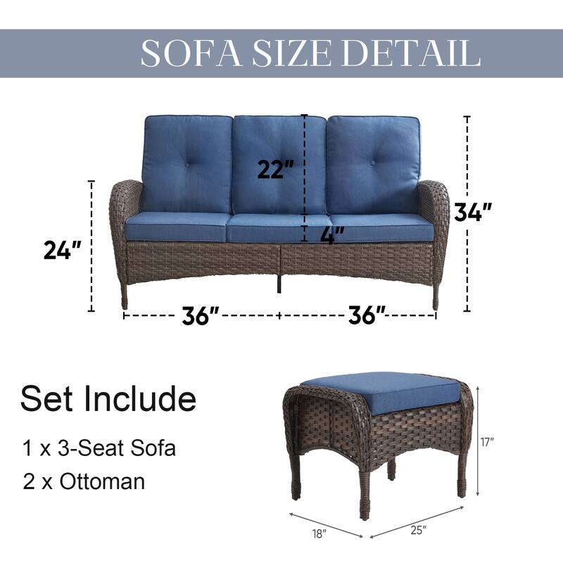 Pocassy Patio Outdoor Sofa Swivel Chairs with Ottman Table Set