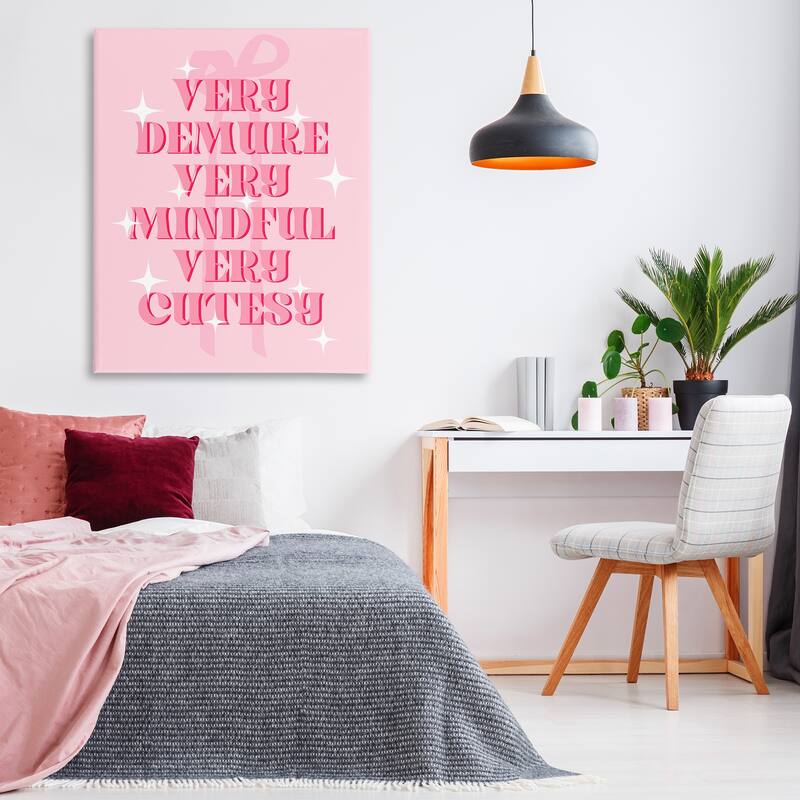 Stupell Pink Demure Mindful & Cutesy Canvas Wall Art Design By Lil' Rue