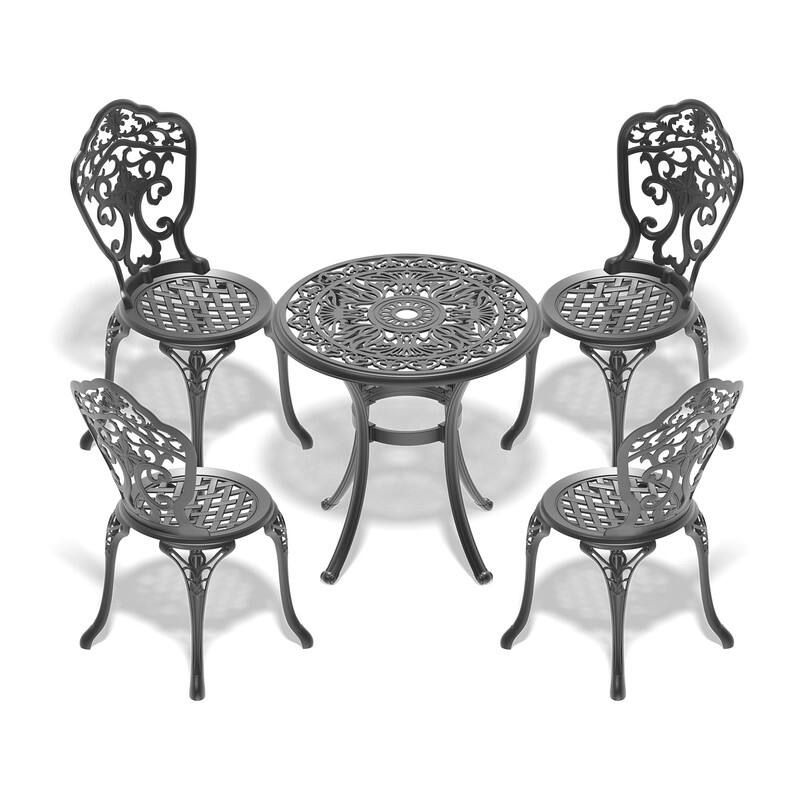 Traditions 5-Piece Patio Outdoor Dining Set with 4 Dining Chairs and 26.77 in.Round Table, Rust Free