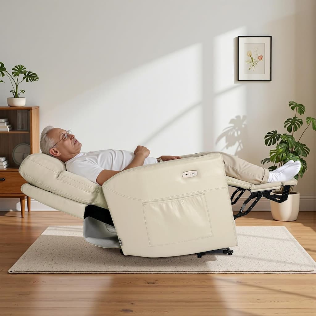 MCombo 380lbs Oversized Dual Motors Power Lift Recliner Chair, for Heights 5'7''-6'6" Big and Tall People, Faux Leather R7177