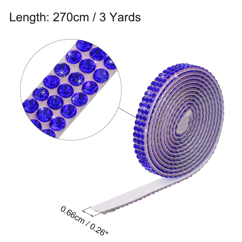3Roll 3 Yards 8mm Diamond Ribbon White - Dark Blue - 6.6mm