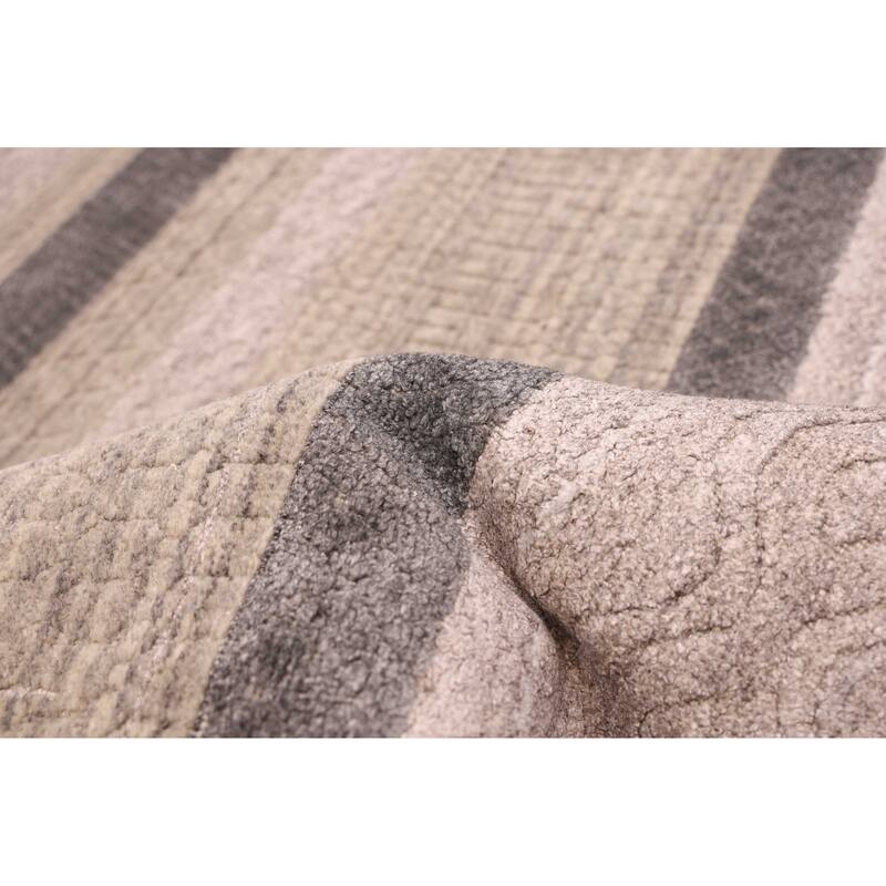 ECARPETGALLERY Hand Loomed Elysian Grey Viscose, Wool Rug - 8'2 x 9'11