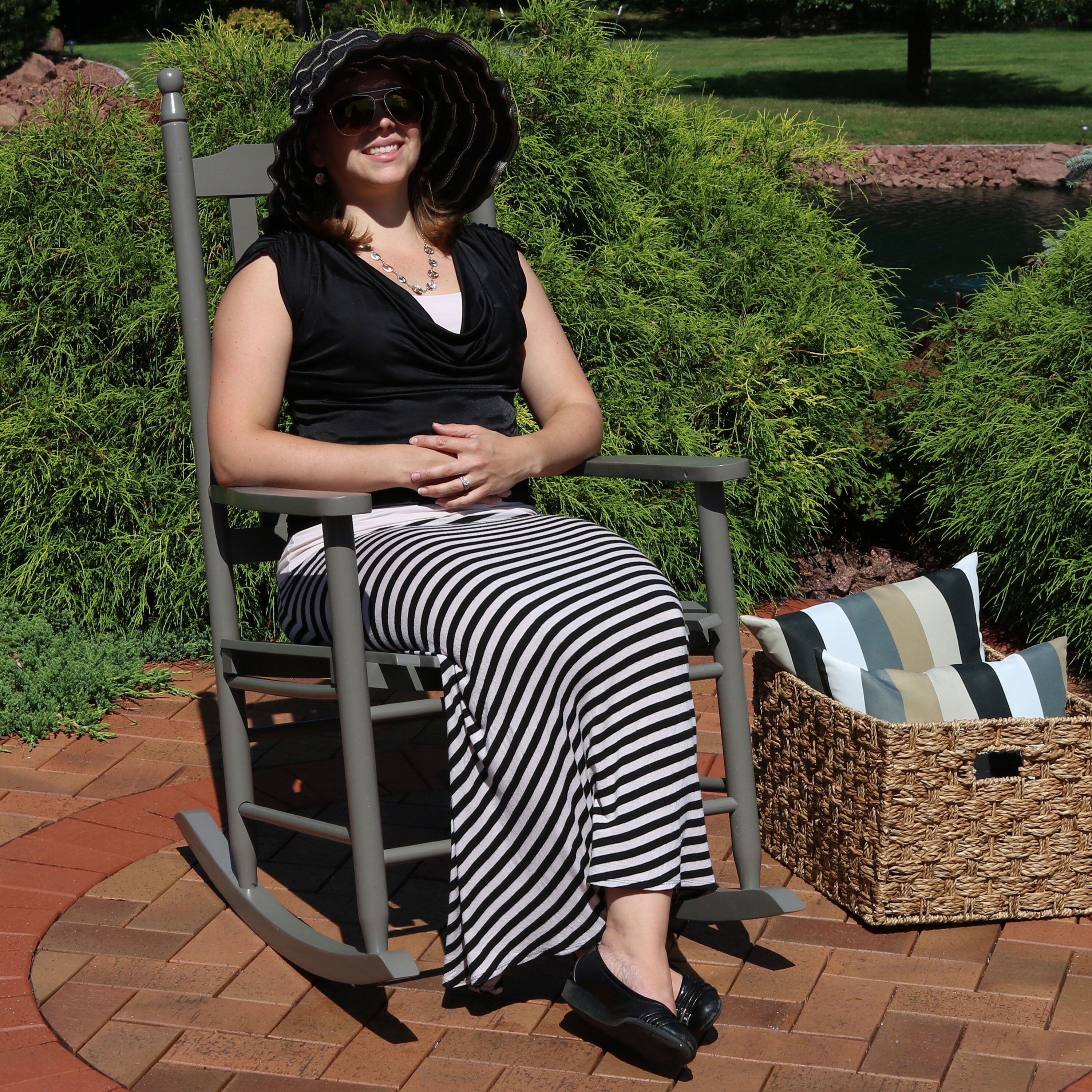 Shop Sunnydaze Wooden Traditional Rocking Chair With Non Toxic