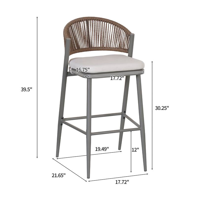 Christopher Knight Home - Beverly Outdoor Barstools with Scallop Backrest, Set of 2