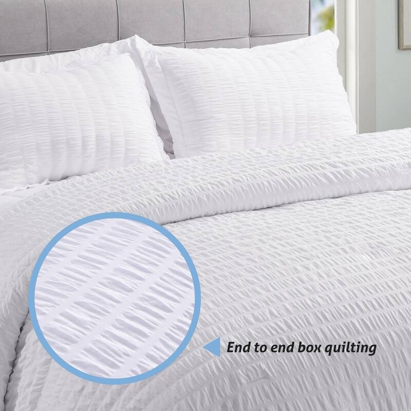 7-piece Seersucker Bedding Set, Comfortable and Durable Bed in a Bag