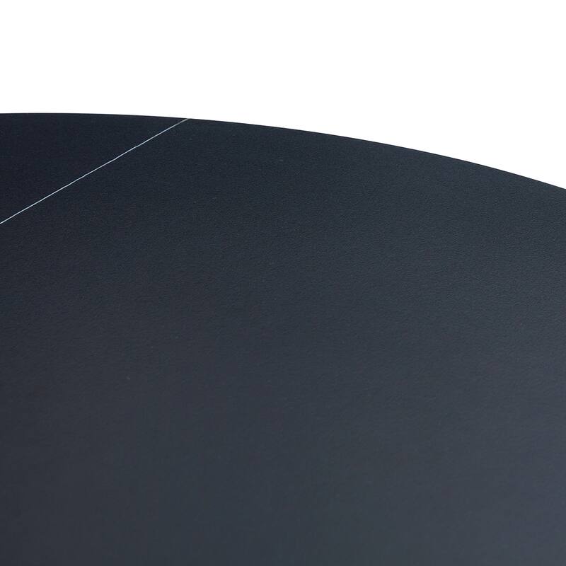 42" Luxury Sintered Stone Table 0.45" Durable Top 6" Steel Legs,350lb Capacity,Stain/Heat-Resistant Black Veined Surface