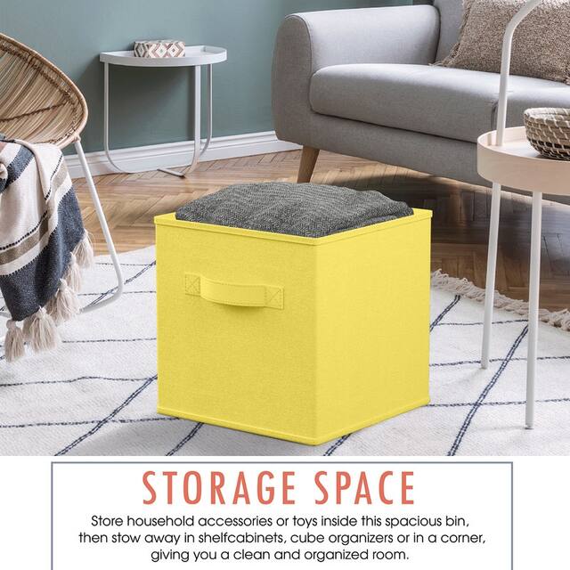 6 Pack Foldable Collapsible Storage Box Bins Shelf Basket Cube Organizer with Dual Handles -13 x 13 x 13