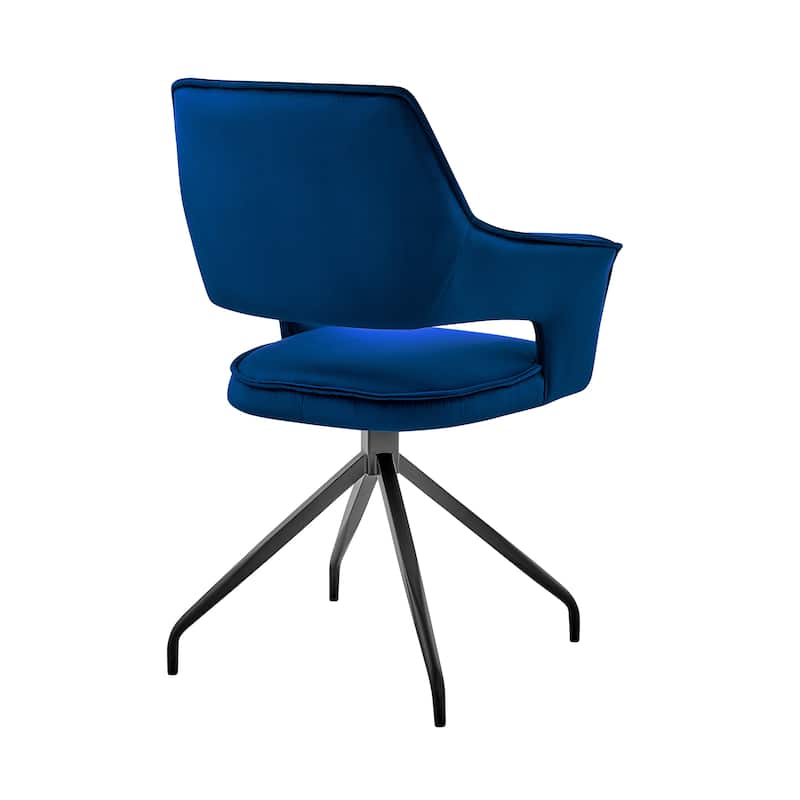 Dining Room Accent Chair in Velvet with Black Finish