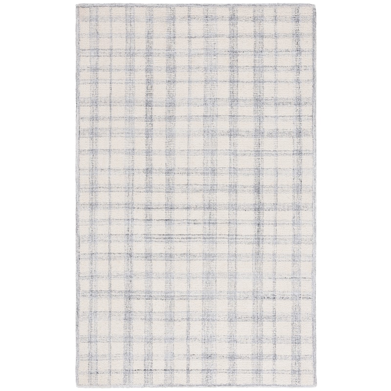 SAFAVIEH Handmade Abstract Zilia Checkered Wool Rug - 4' x 6' - Ivory/Grey - Rectangle