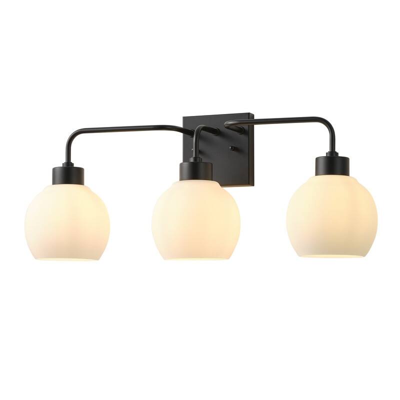 Modern 3-Light Wall Sconce with White Glass Shades for Bathroom Vanity