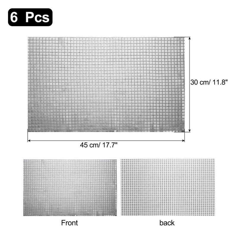 6pcs 11.8" x 17.7" Shiny Mirror Placemats Disco Table Place Mats - Silver
