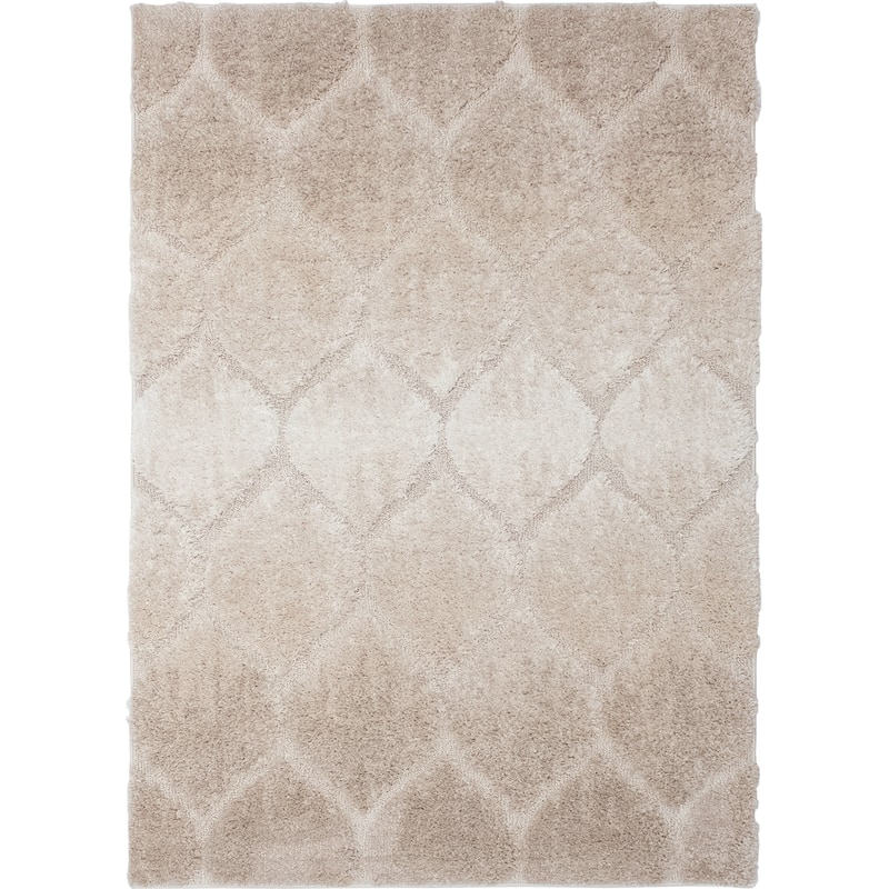 Noori Rug Monaco Theron High-low Trellis Area Rug - 5'4" x 8'0" - Lt. Beige/Ivory