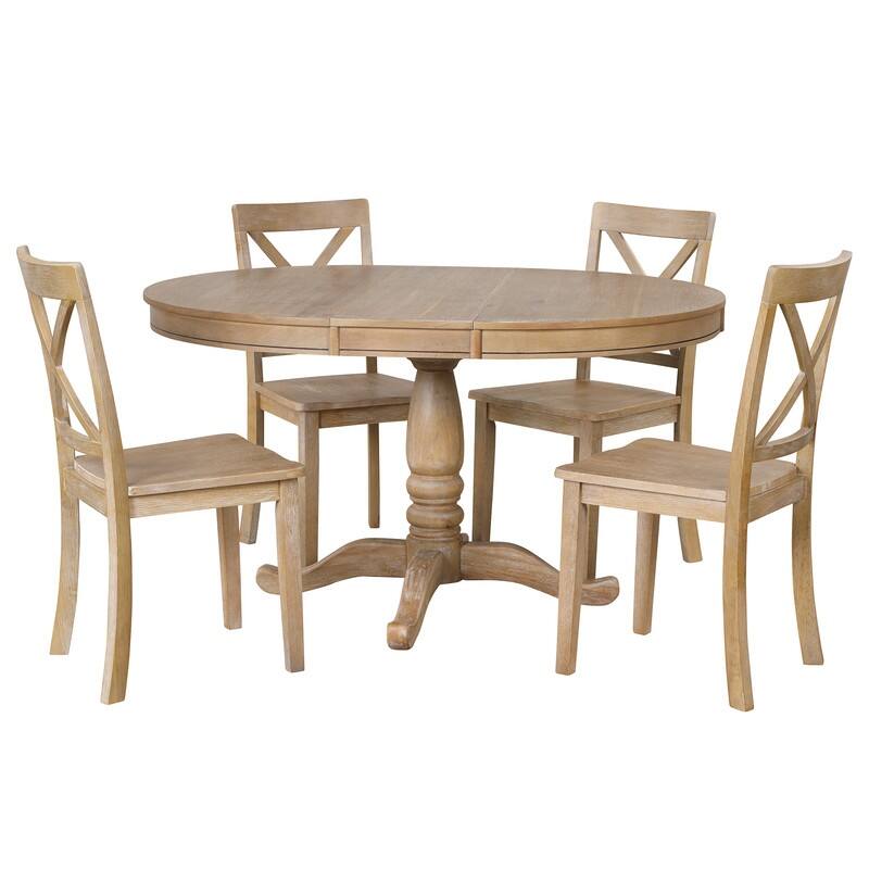 Modern Dining Table Set for 4,Round Table and 4 Kitchen Room Chairs,5 Piece Kitchen Table Set for Dining Room,Breakfast Nook