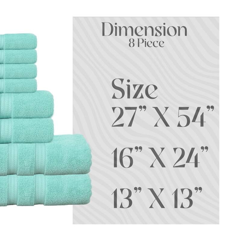 Home Weavers Elegance Essentials 550GSM Cotton Zero Twist Super Absorbent Bath Towel Set of 8
