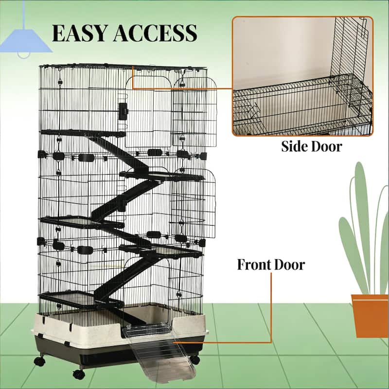 Small Animal Rabbit Cage,Spacious Pet House is designed for convenient cleaning - Black,White