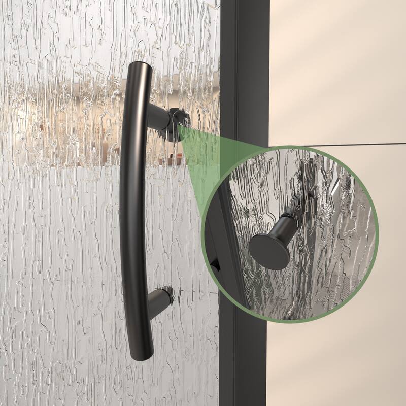 Modland 44-48"x71'' Adjustable Pivot Shower Door - Auto-Lift Hinge, Magnetic Seal, 6 Finishes for Uneven Walls - 48''x 71''