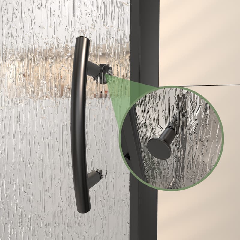 Modland 42'' / 48''W x 71''H Auto-Rise Pivot Shower Door - Rain Pattern 6mm Glass, 4" Adjustable, Space-Saving Frame
