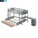 preview thumbnail 13 of 14, Pine Wood Twin over Full Bunk Bed with Shelves, Desk and Drawers