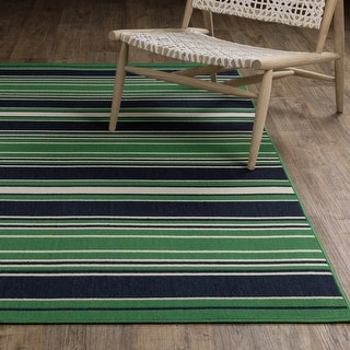 Harlowe Preppy Stripe Green/ Navy Area Rug - Bed Bath & Beyond - 42741746