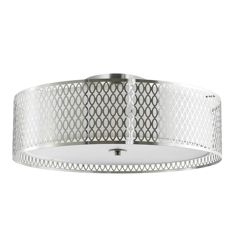 Mikayla 5 Light Drum Shade Flush Mount With Satin Nickel Finish - Satin Nickel