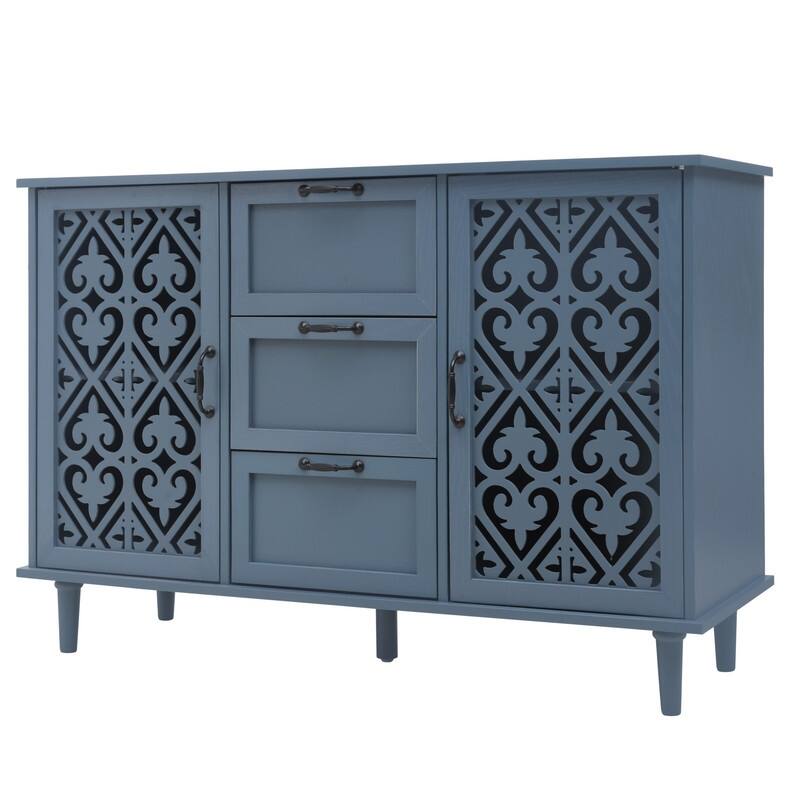 American Style Wood Sideboard Buffet Cabinet with 3 Storage Drawers and 2 Doors