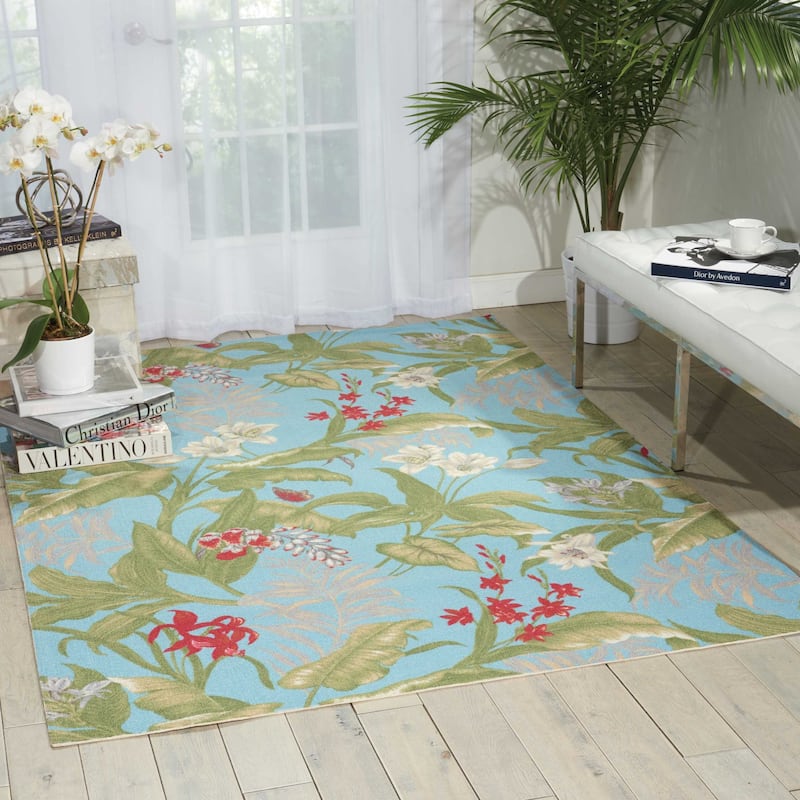 Waverly Sun N' Shade Botanical Indoor/Outdoor Area Rug - 10' x 13' - Blue