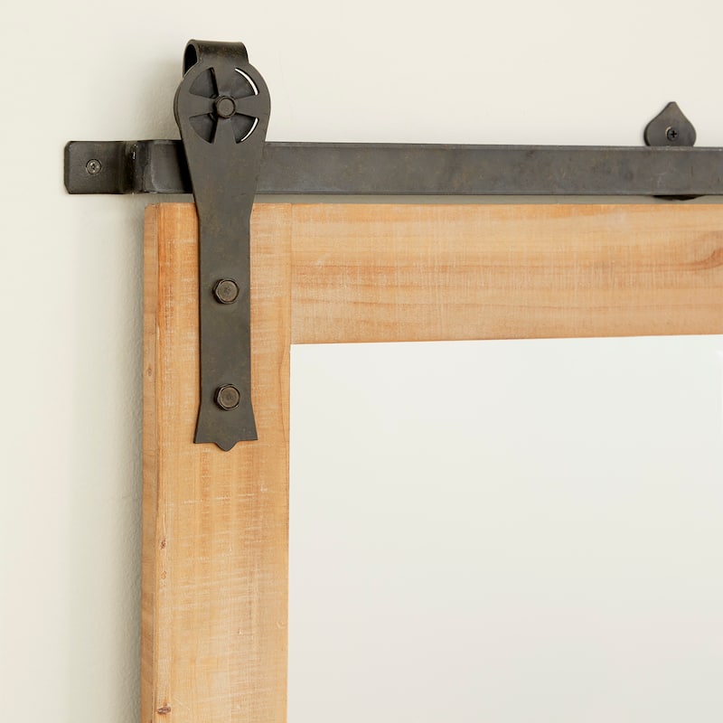 Barn Door Style Wood Industrial Farmhouse Hanging Wall Mirror