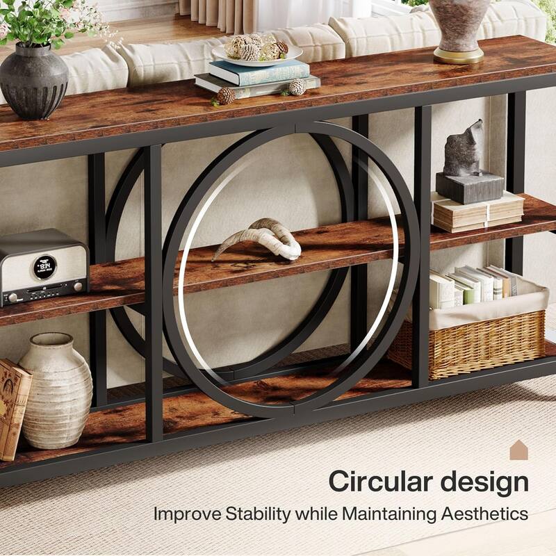 70.9" Extra Long Console Table Sofa Table Behind Couch with Wood Storage Shelves Metal Frame for Entryway/Living Room/Hallway