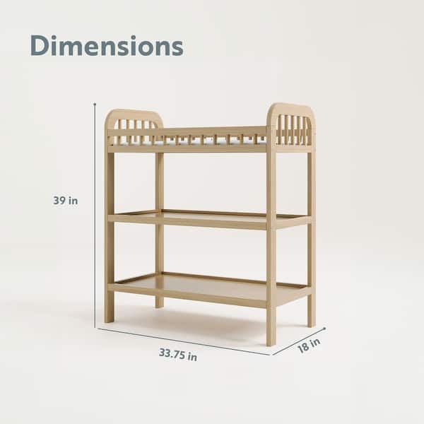 dimension image slide 2 of 4, Storkcraft Pasadena Changing Table with Water-Resistant Changing Pad