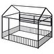 preview thumbnail 22 of 31, Full Size Metal Bed House Bed Frame with Fence and Shelves