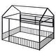 preview thumbnail 53 of 70, Full Size Metal House Bed Frame with Built-In Grid Shelves, Playful Canopy Design and Space-Saving Storage