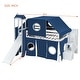 preview thumbnail 17 of 26, Twin/Full House Loft Bed with Slide and Tent, Wood Playhouse Loft Bed Bed Frame with Slide, Tower and Ladders for Boys & Girls