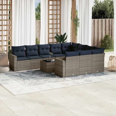 vidaXL 11 Piece Patio Sofa Set with Cushions Poly Rattan (US only)