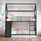preview thumbnail 15 of 23, Twin Over Twin Metal Bunk Bed with Slide, House Design for Kids, Kids House Bed Black , Convertible to Two Beds