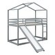 preview thumbnail 24 of 40, Twin Over Twin Wooden Bunk Bed with Roof, Slide and Ladder