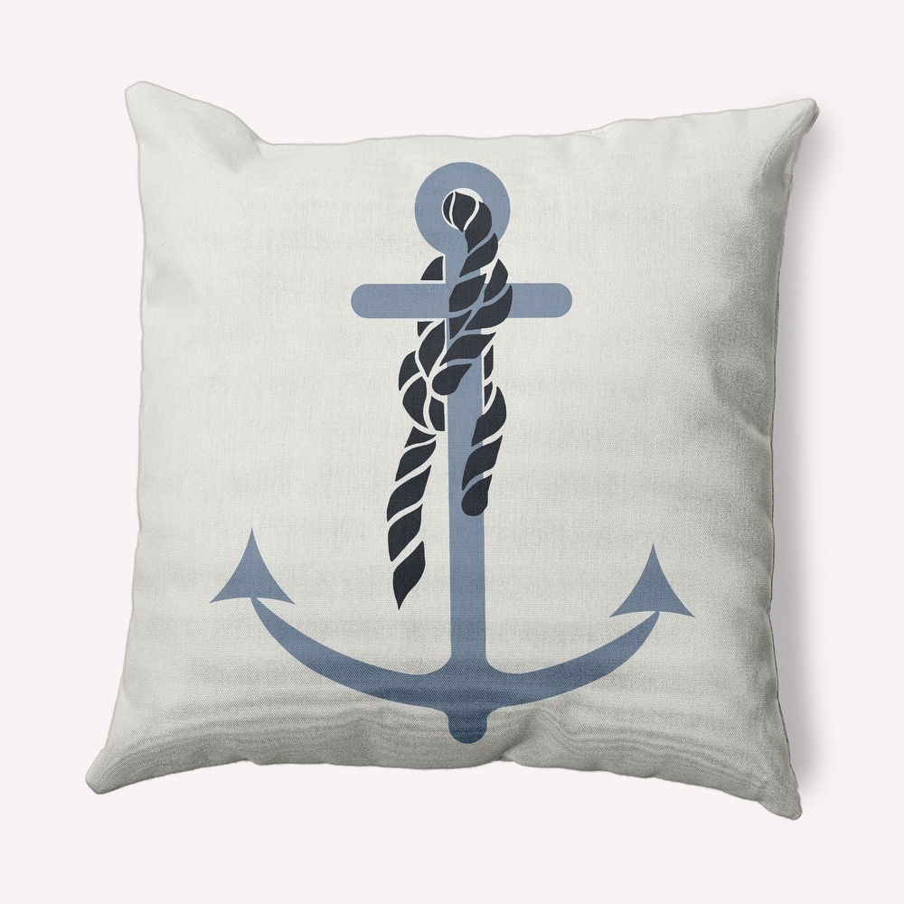 Anchor and Rope Nautical Indoor/Outdoor Throw Pillow