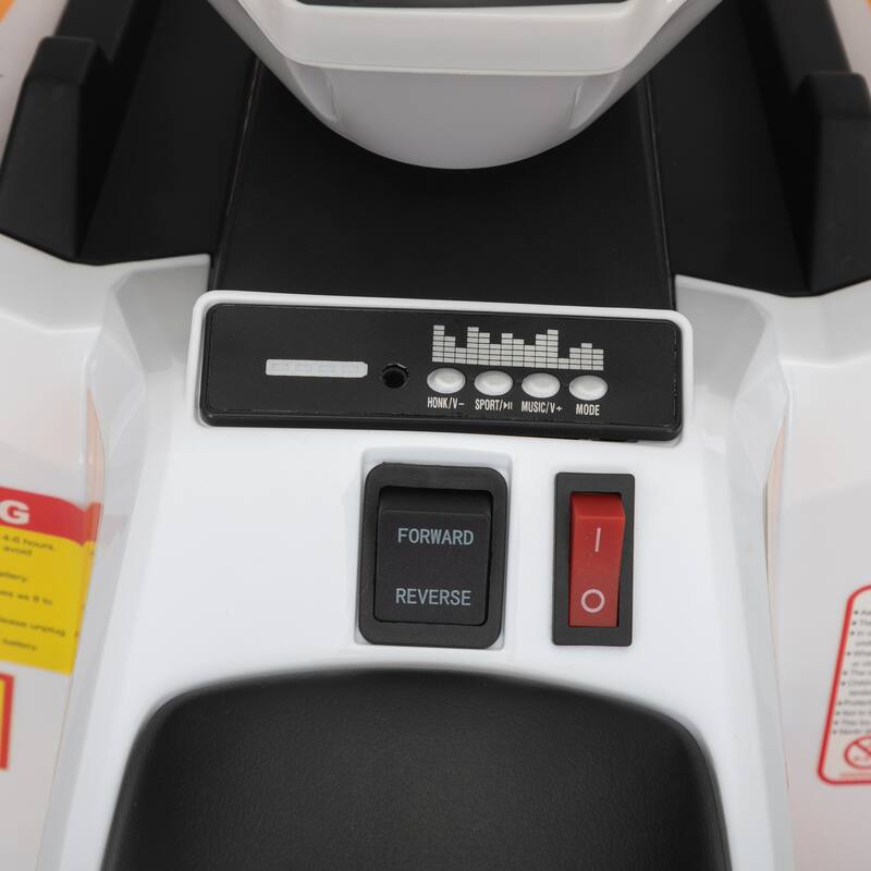 6V Electric ATV Ride-On Car for Kids, Bluetooth, Music, Trailer, Power Display, 1.9-3.7 MPH, White
