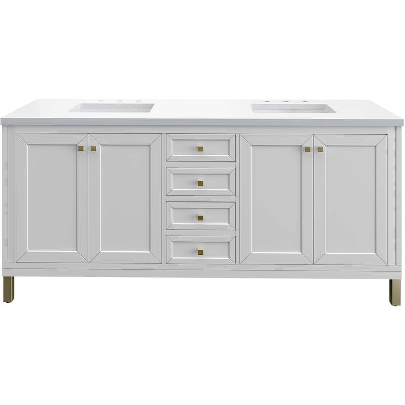 James Martin Vanities 503-V72-3WZ Chicago 72" Free Standing Double - Glossy White