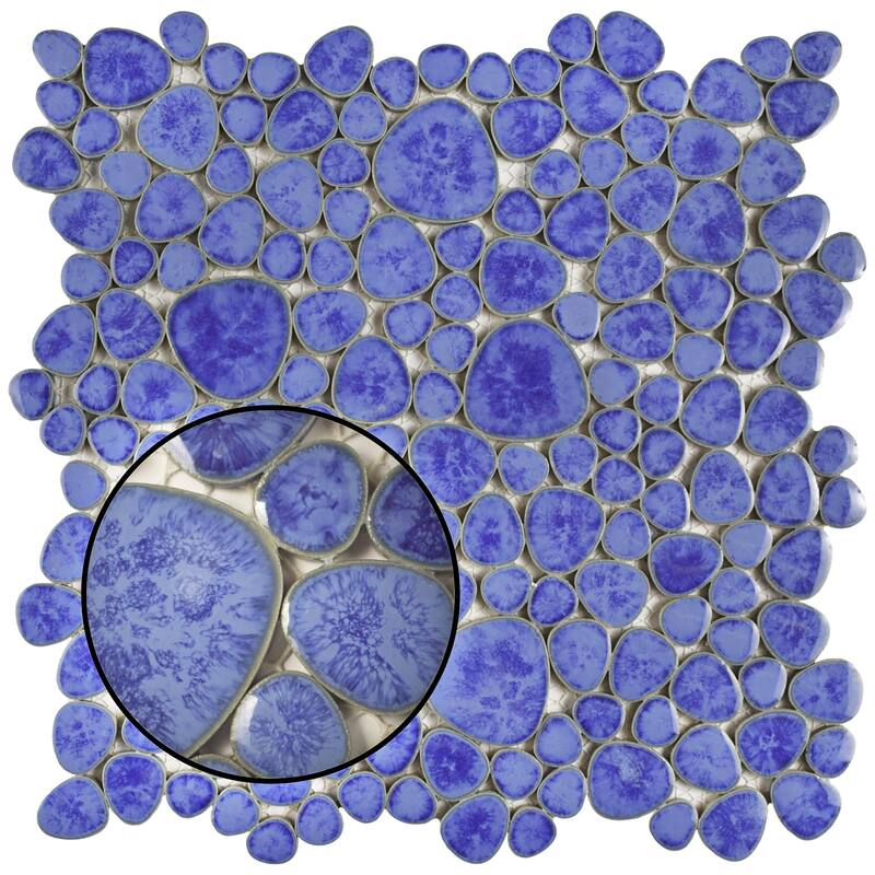 Merola Tile Pebble Blue Cloud 10-3/4" x 10-7/8" Porcelain Floor and Wall Tile