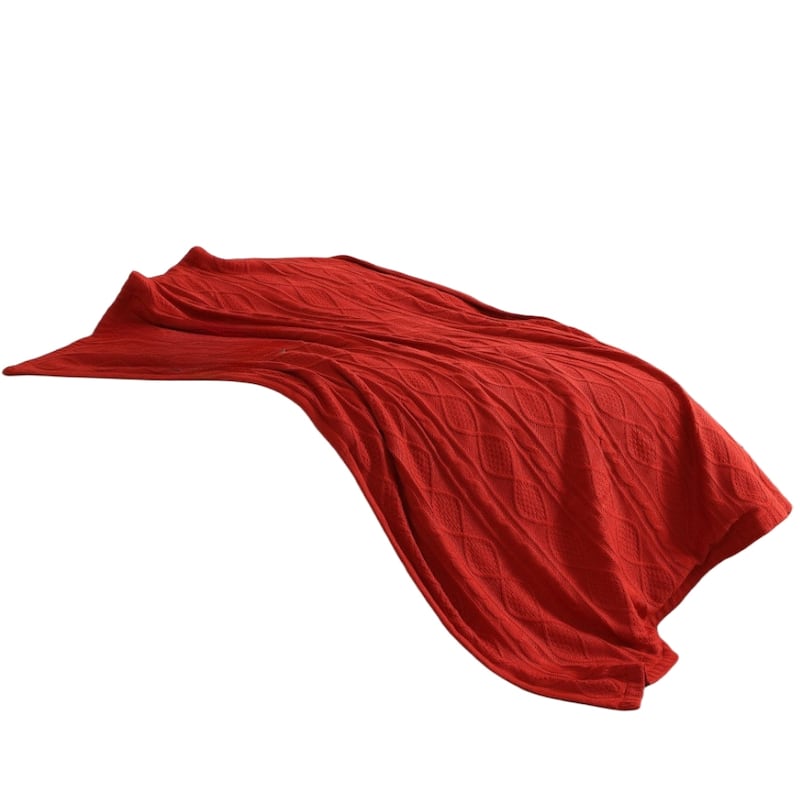 60" X 50" Red Knitted Acrylic Throw Blanket
