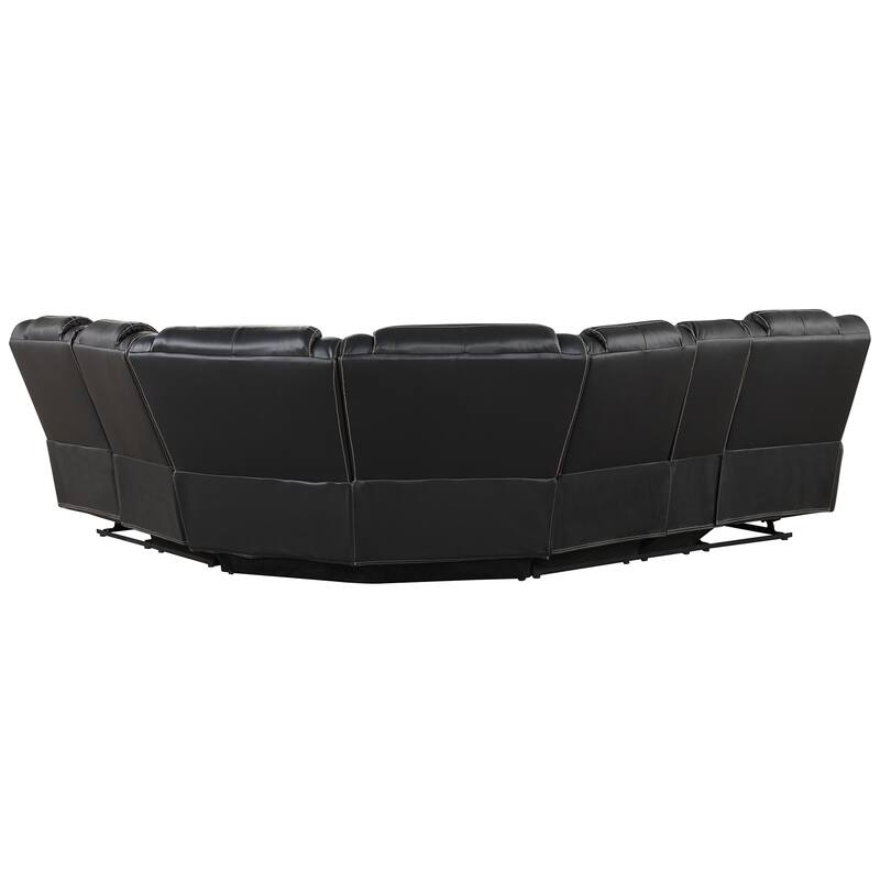 Modern Faux Leather Manual Reclining with LED Light Strip with 2 Cup Holders