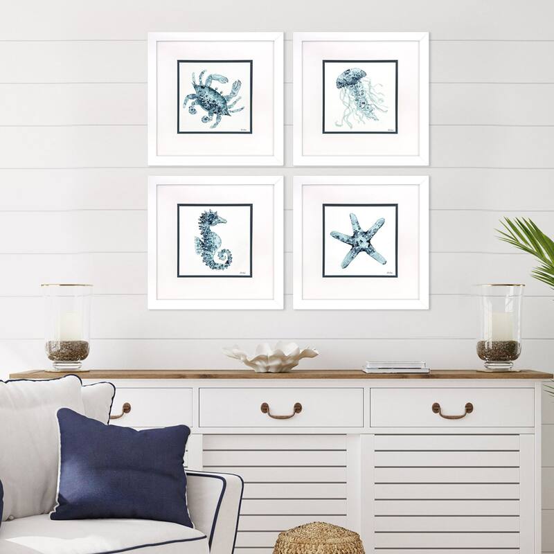 Paragon Water Sea Creatures Framed Art - Set of 4 - 4-piece Set